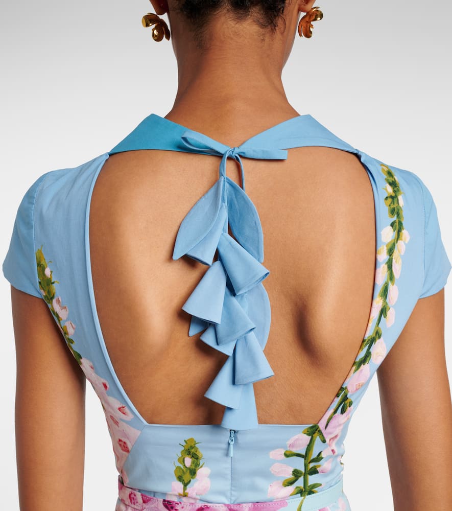 Oscar De La Renta Floral Cotton-blend Poplin Midi Dress In Multi
