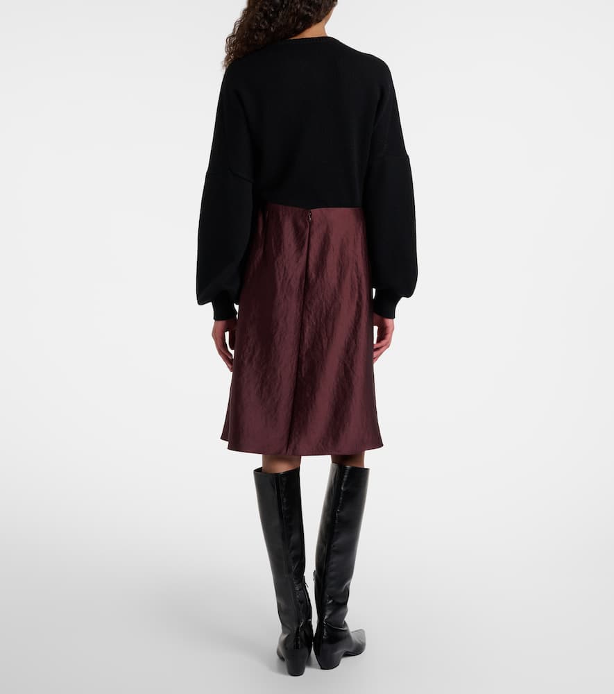 Vince Satin Midi Skirt In Burgundy