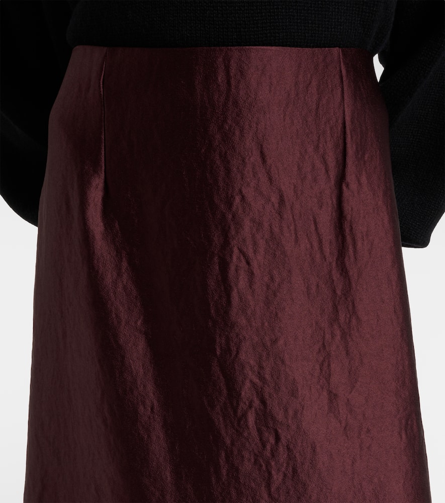 Vince Satin Midi Skirt In Burgundy