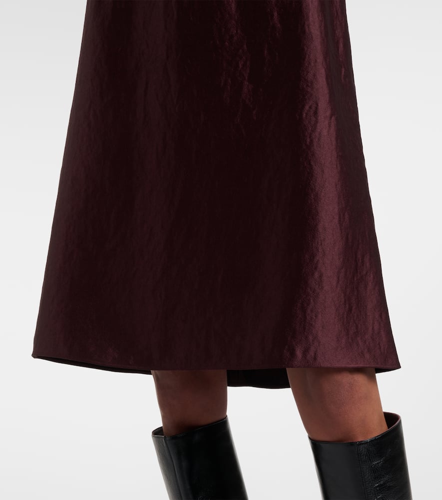 Vince Satin Midi Skirt In Burgundy