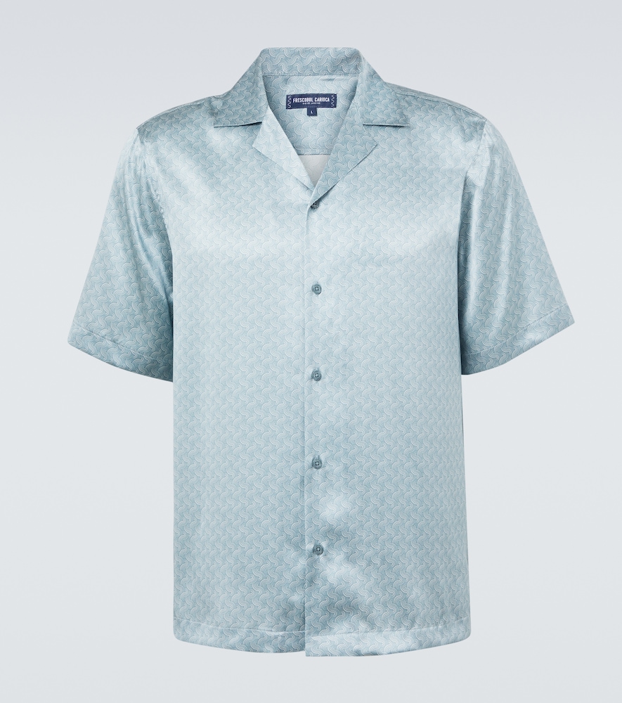 Frescobol Carioca Roberto Printed Silk Bowling Shirt
