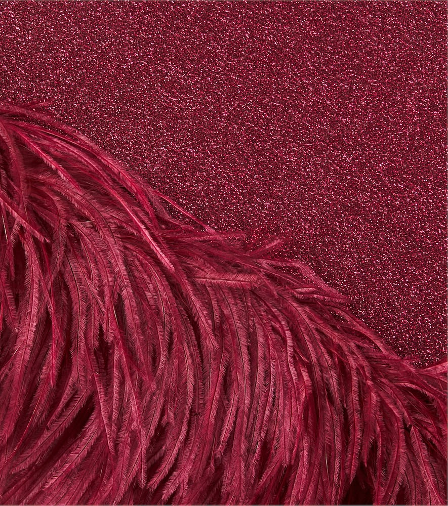 Oseree Oséree Kids Lumière Feather-trimmed Skirt In Burgundy