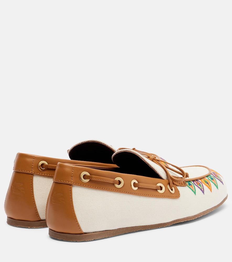  Etro Etro Embroidered Canvas Boat Shoes 
