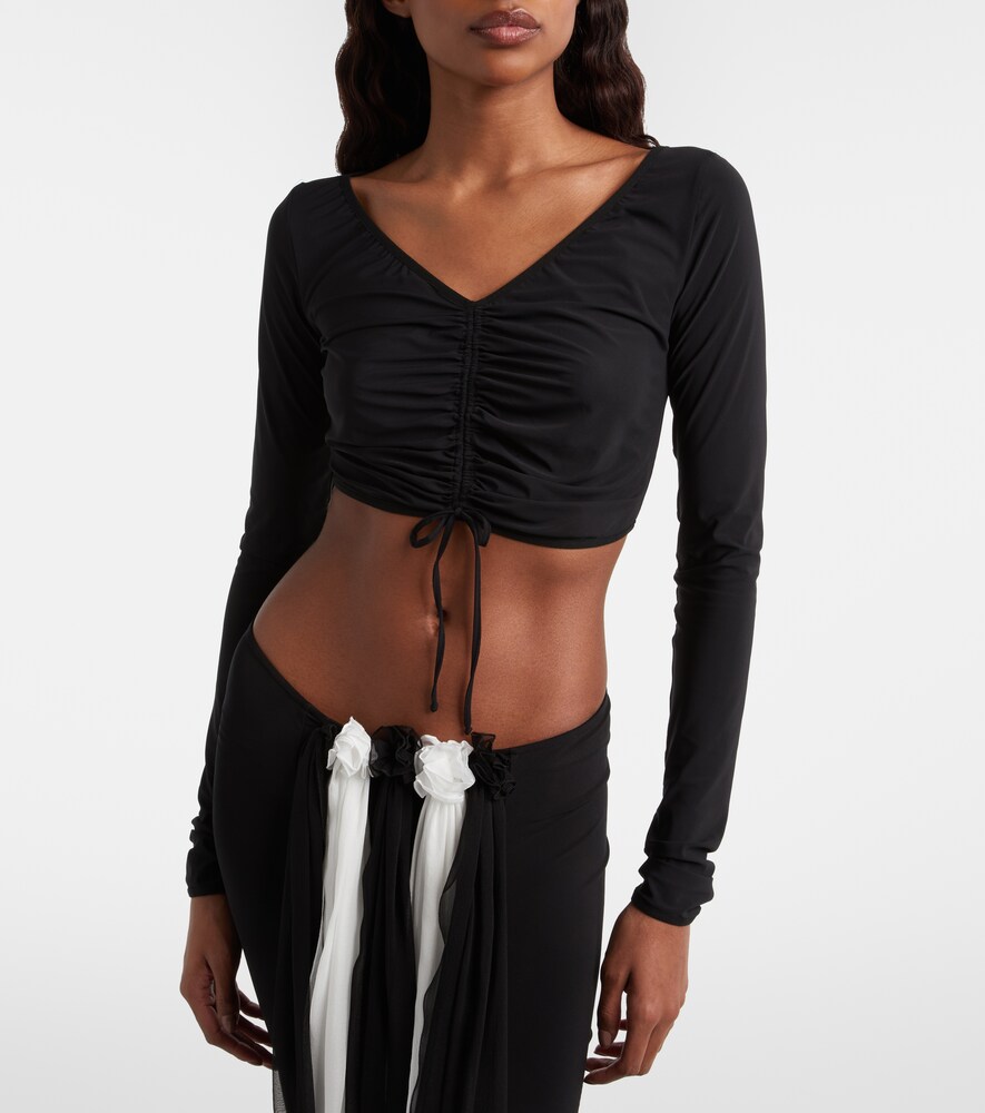  Nensi Dojaka Nensi Dojaka Ruched Crop Top 