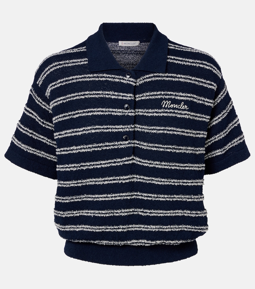 Moncler ogo striped cotton-blend polo sweater