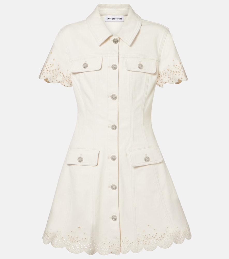 Self Portrait Broderie Anglaise Denim Minidress