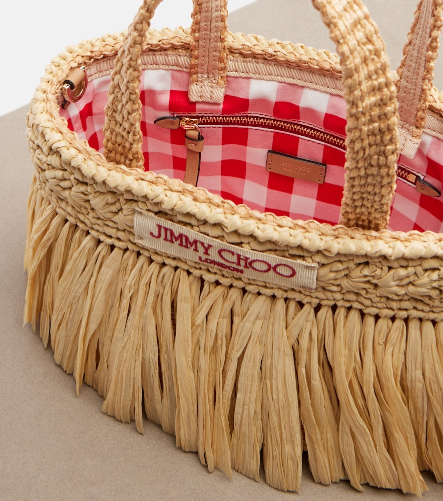  Jimmy Choo Jimmy Choo Mini Fringed Raffia Top-handle Bag 