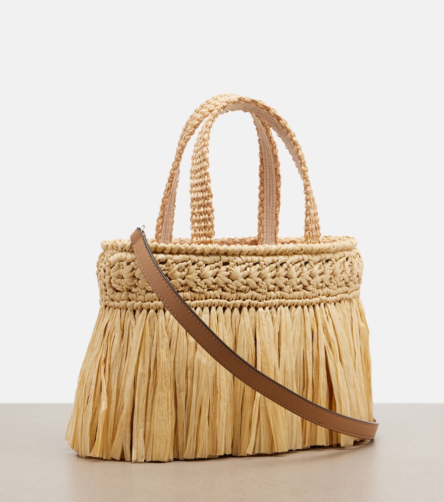  Jimmy Choo Jimmy Choo Mini Fringed Raffia Top-handle Bag 