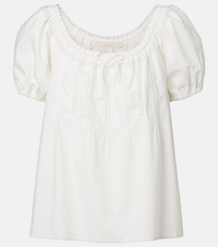 Faithfull Galle lace-trimmed cotton top