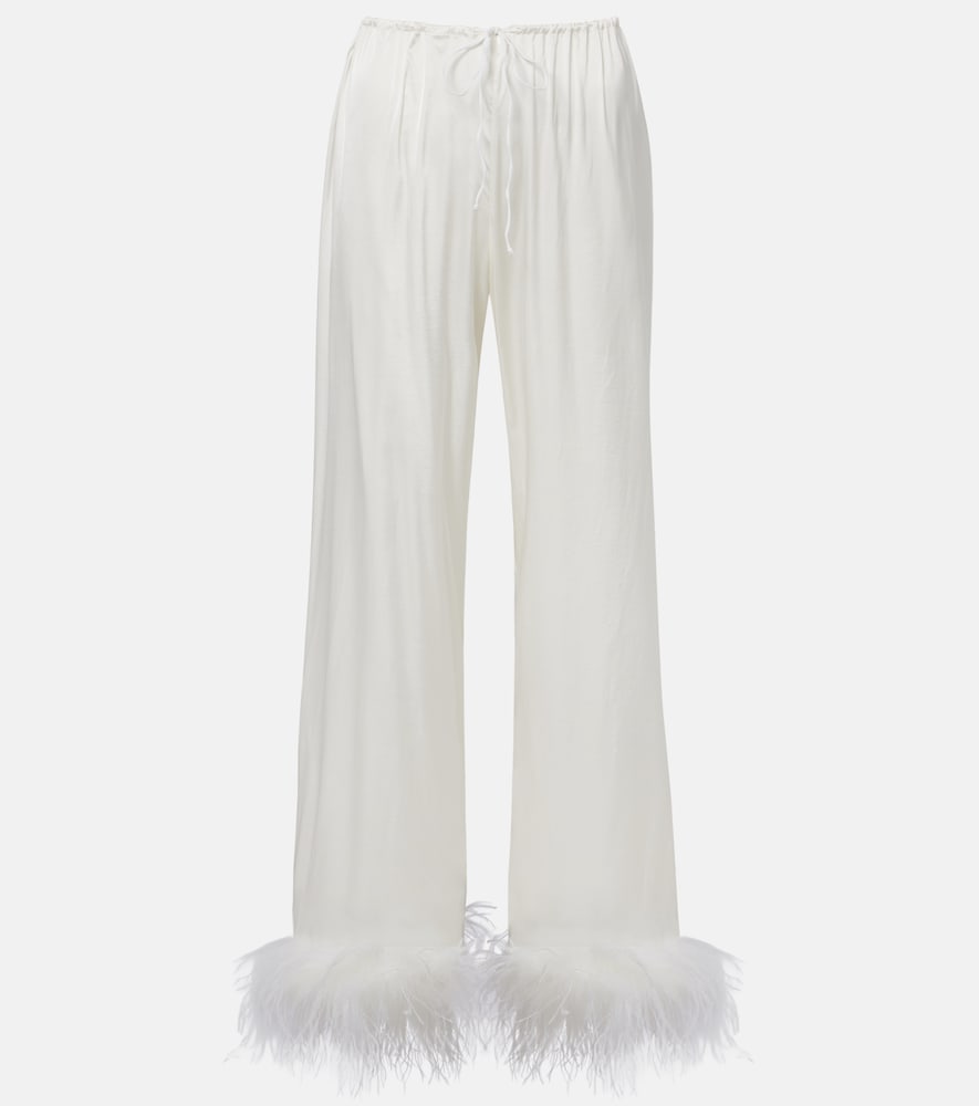 OsÃ©ree Sposa â Pantaloni a gamba larga in raso con piume