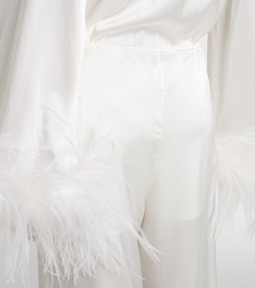  Oseree Oséree Bridal Weite Hose Aus Satin Mit Federn 