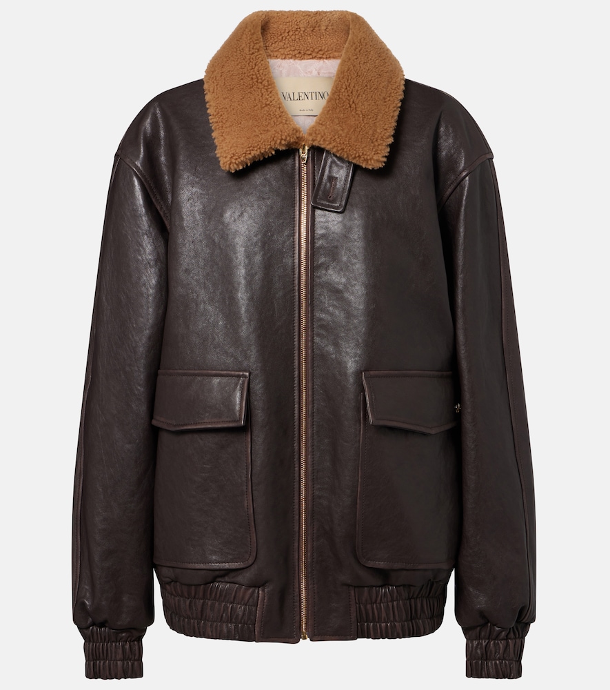 Bomber Caban in pelle con shearling
