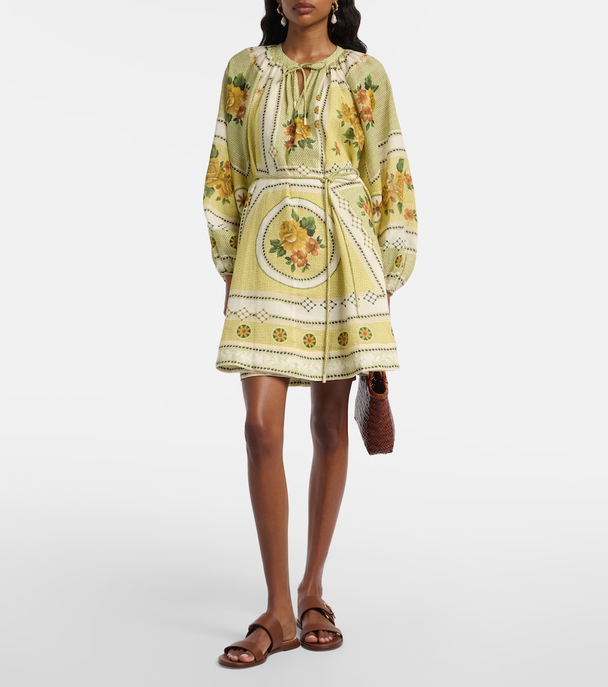 Alémais Dixie belted printed ramie minidress