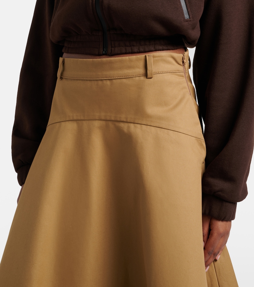 Cotton Twill Midi Skirt