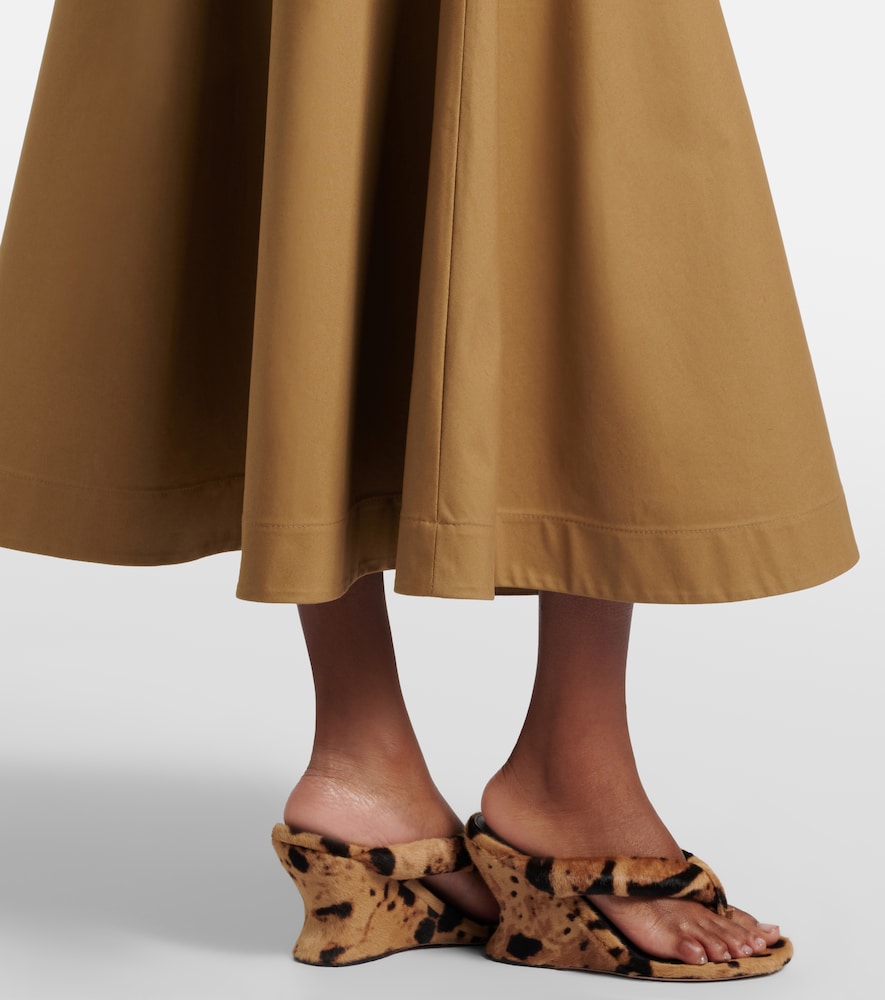 Cotton Twill Midi Skirt