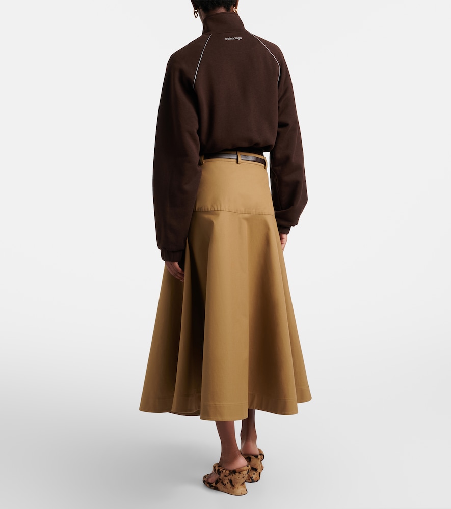 Cotton Twill Midi Skirt