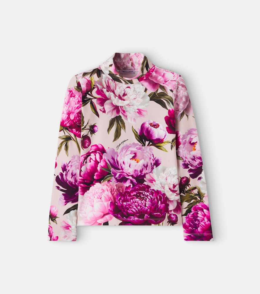 T-shirt in misto cotone con stampa floreale