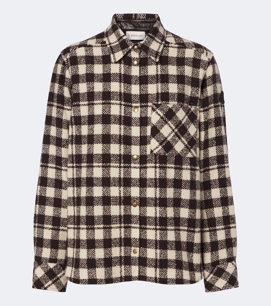 Moncler Women's Brown Checked Wool-Blend Overshirt UK Size 10 - Mytheresa