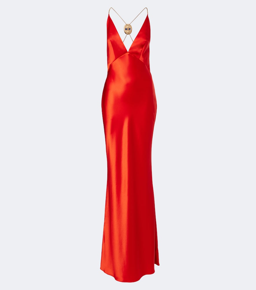 Retroféte Retrofête Arianell Embellished Satin Gown In Red