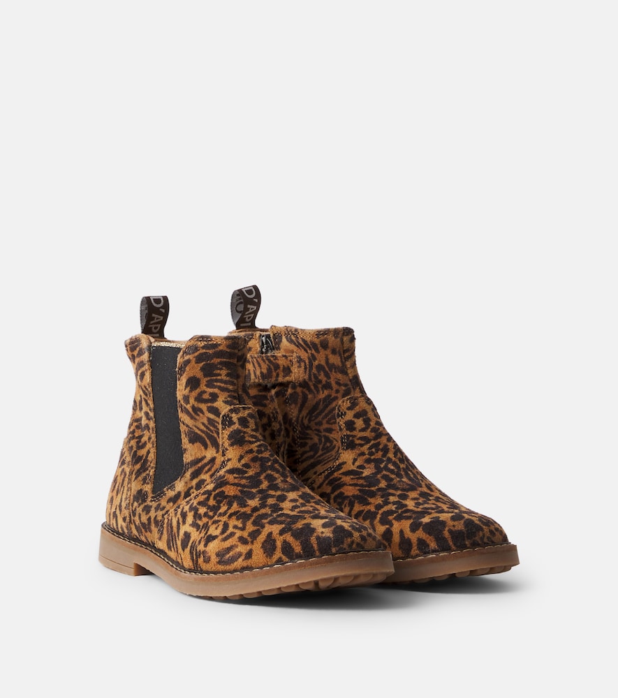 Pom D'api Trip Leopard-print Suede Chelsea Boots In Brown
