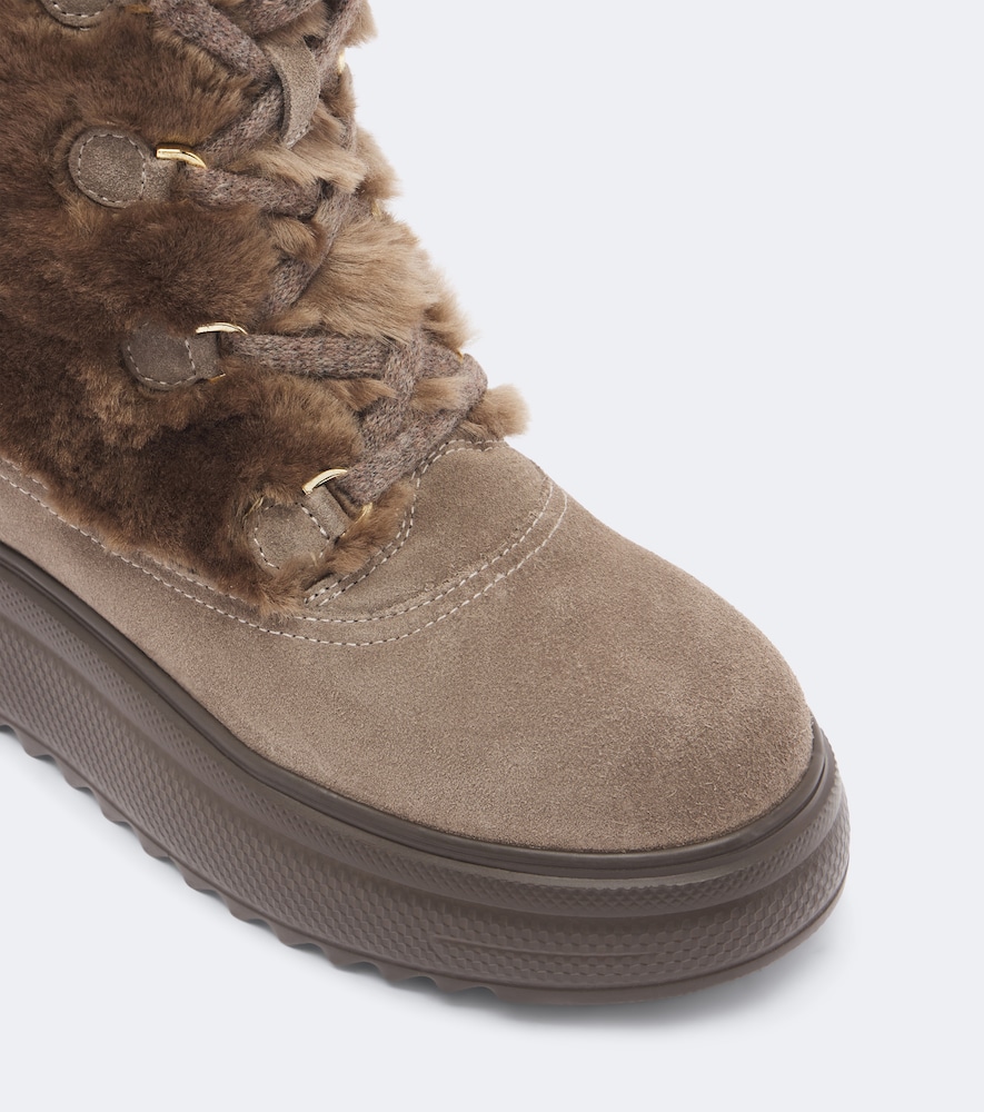 Stockholm Suede And Shearling Lace-Up Boots