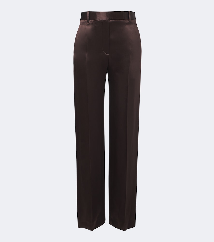 Tom Ford Silk Satin Wide-leg Pants In Brown
