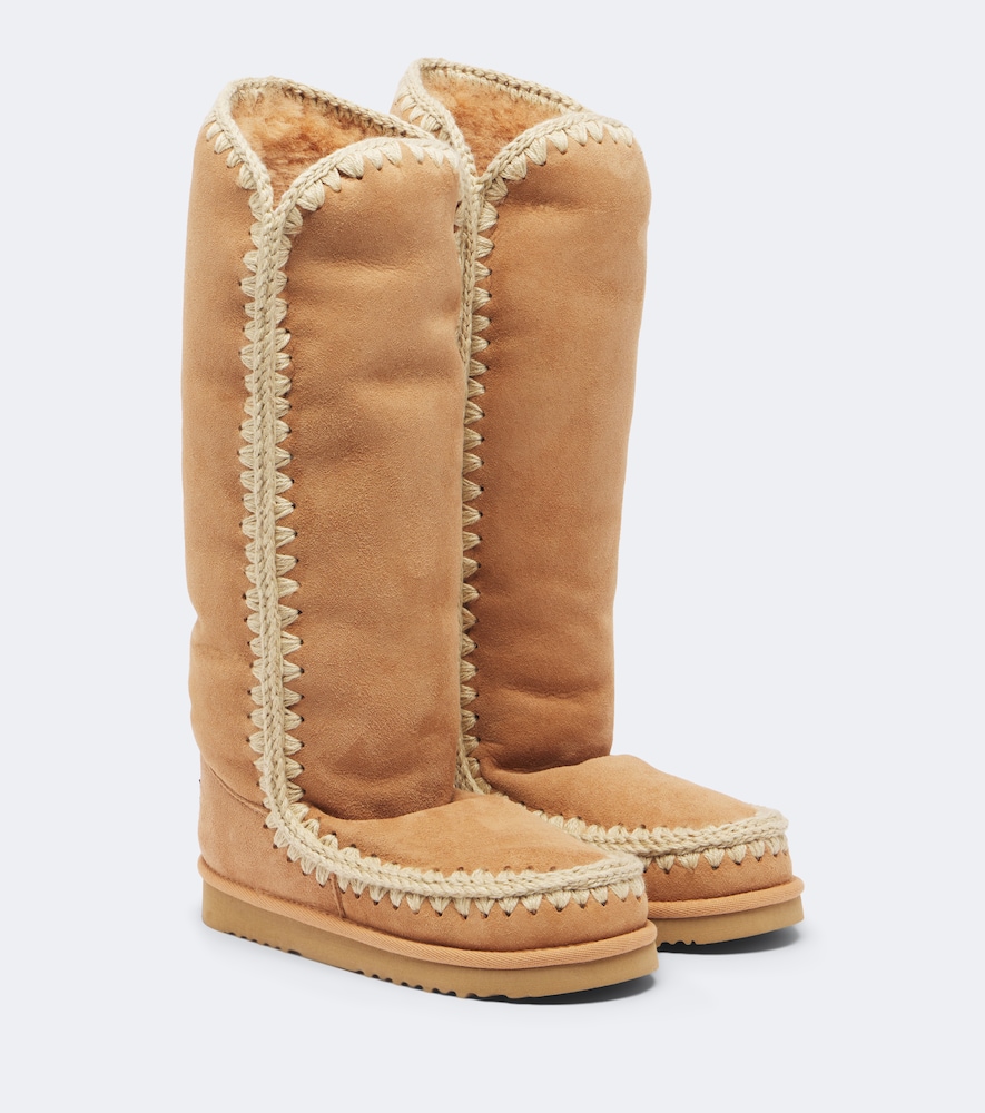 Stiefel aus Veloursleder mit Shearling