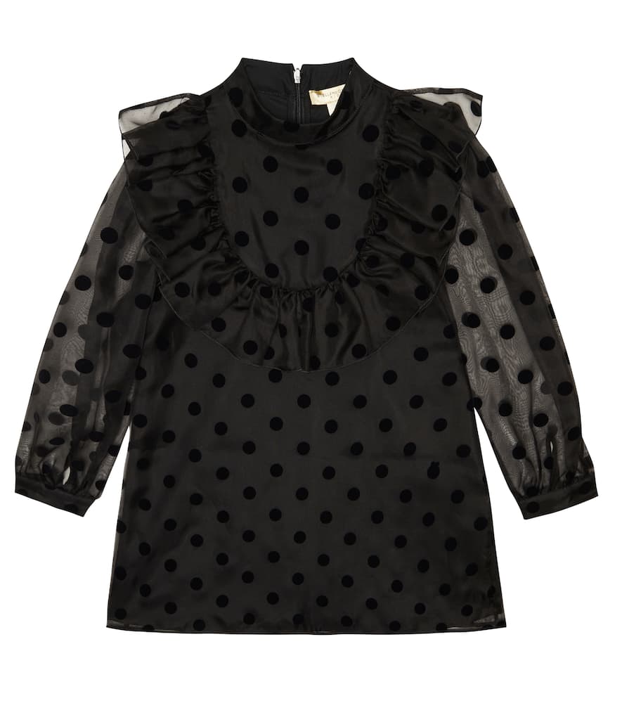 Stella McCartney Kids Polka-dot ruffle-trimmed silk dress