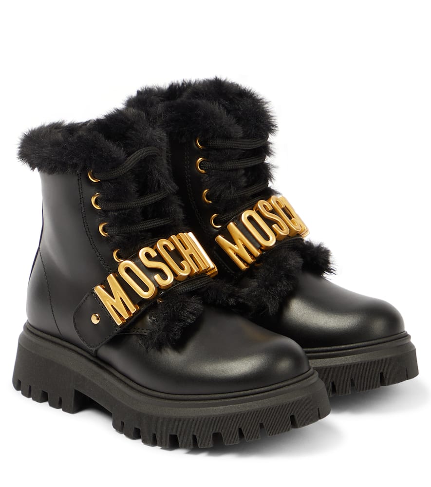 Moschino Kids Logo leather boots
