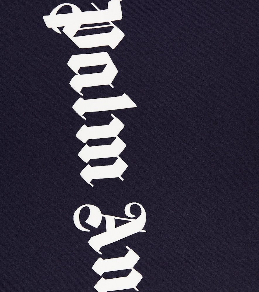 Palm Angels Logo Lettering T-shirt Dress In Navy Blue White