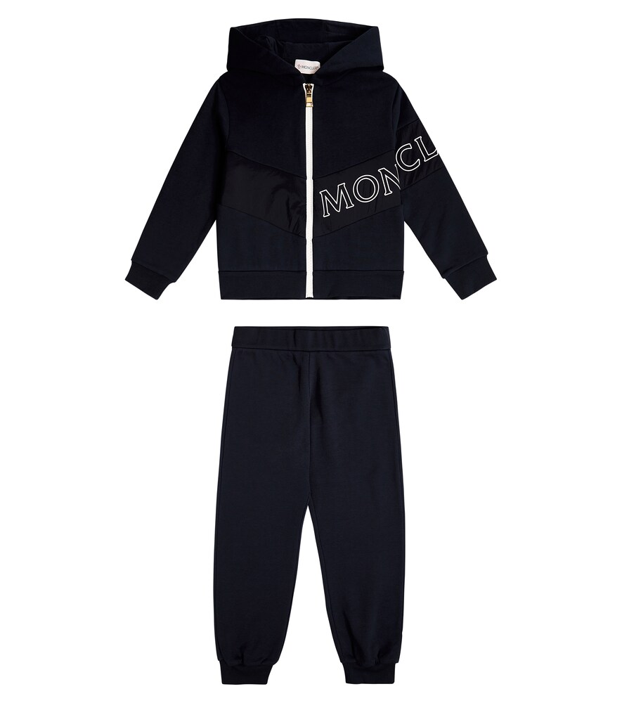 Moncler Enfant Logo Cotton Zip-Up Jacket And Sweatpants Set Blue 104Cm Toddler Women's - Image 1