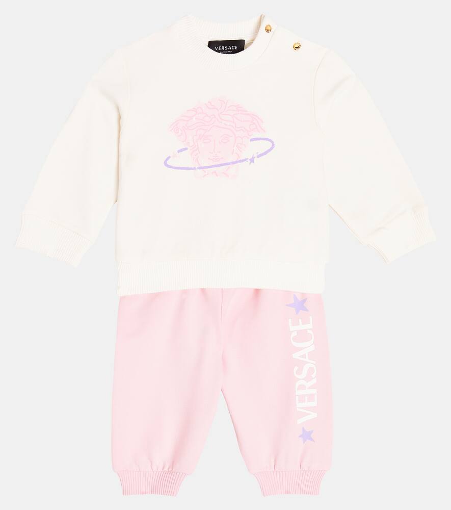 Shop Versace Baby Medusa Sweatshirt And Sweatpants Set In Pink