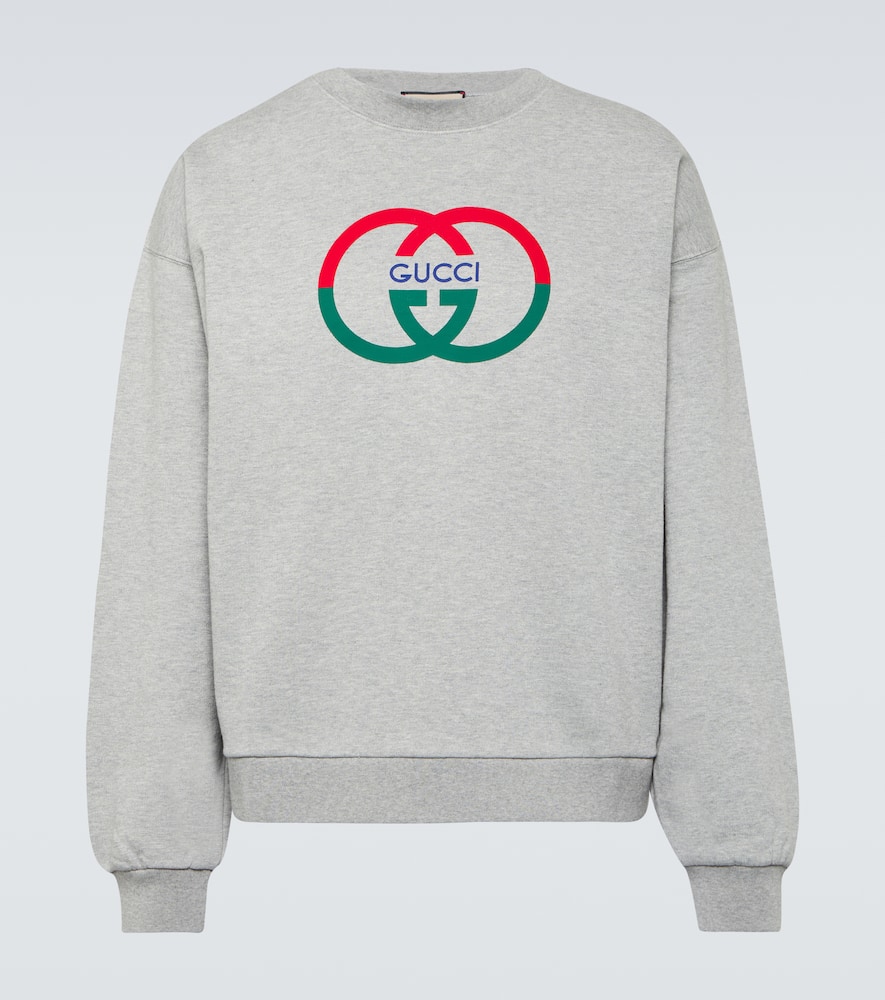 Shop Gucci Interlocking G Cotton Jersey Sweatshirt In Grey