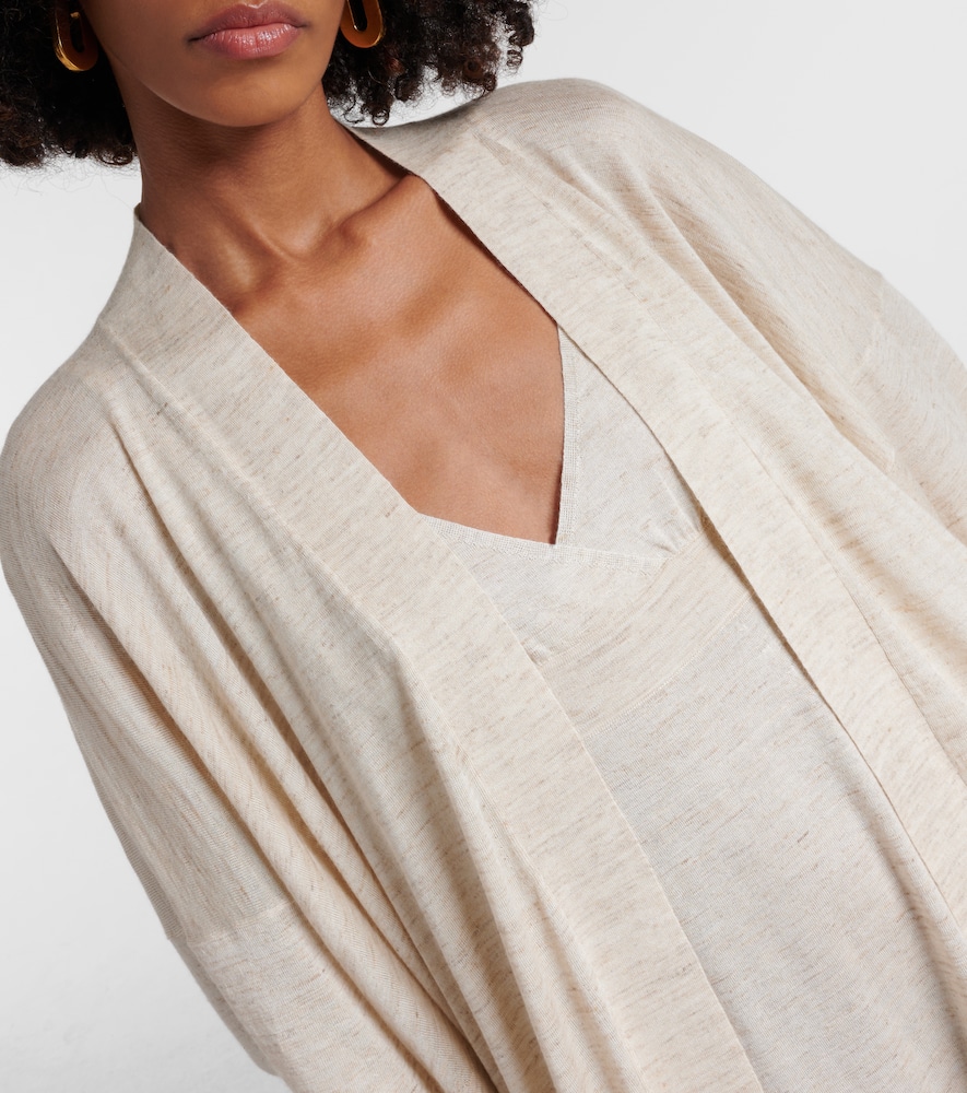 Shop Loro Piana Cashmere, Linen, And Silk Cardigan In Beige