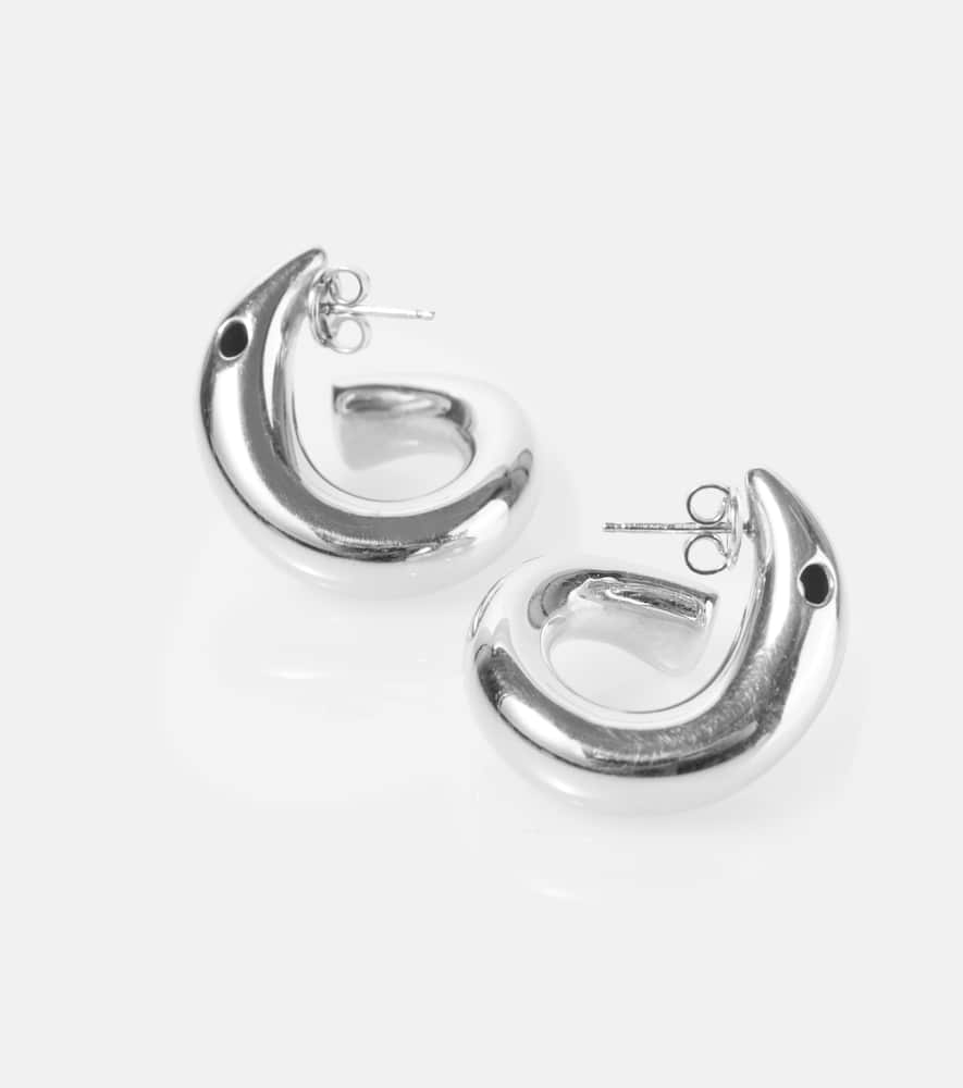 Shop Bottega Veneta Sterling Silver Hoop Earrings