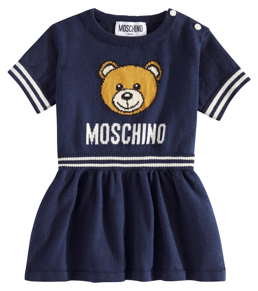 Moschino Kids Baby Teddy Bear cotton and wool dress