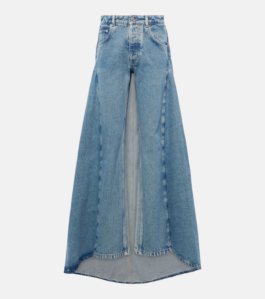 Shop Jean Paul Gaultier X Shayne Oliver Denim Maxi Dress In Light Blue