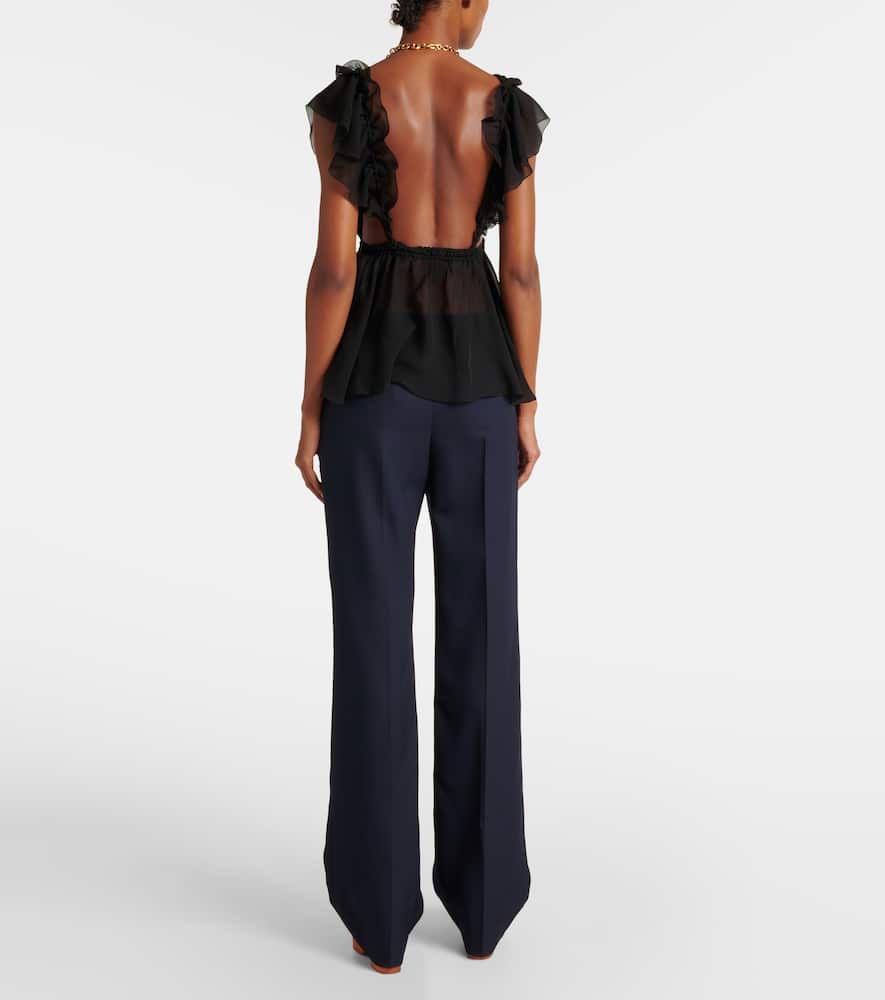 Chloé Ruffled Silk Chiffon Top In Black
