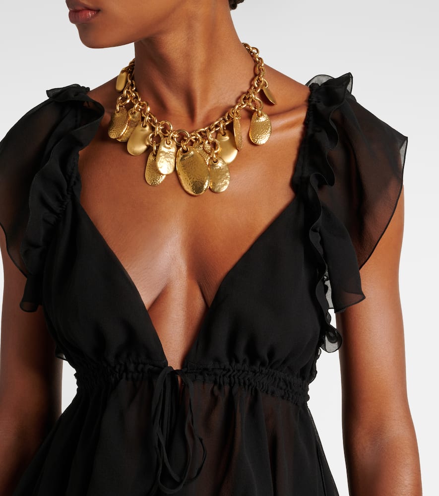 Chloé Ruffled Silk Chiffon Top In Black