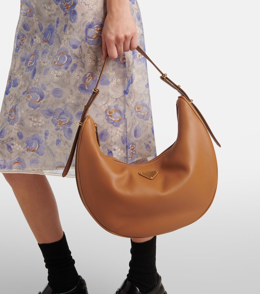 Prada Arque Caramel Large Leather Shoulder Bag Women In Beige