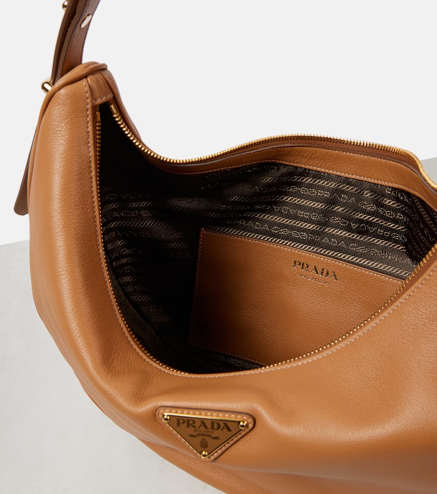 Prada Arque Caramel Large Leather Shoulder Bag Women In Beige