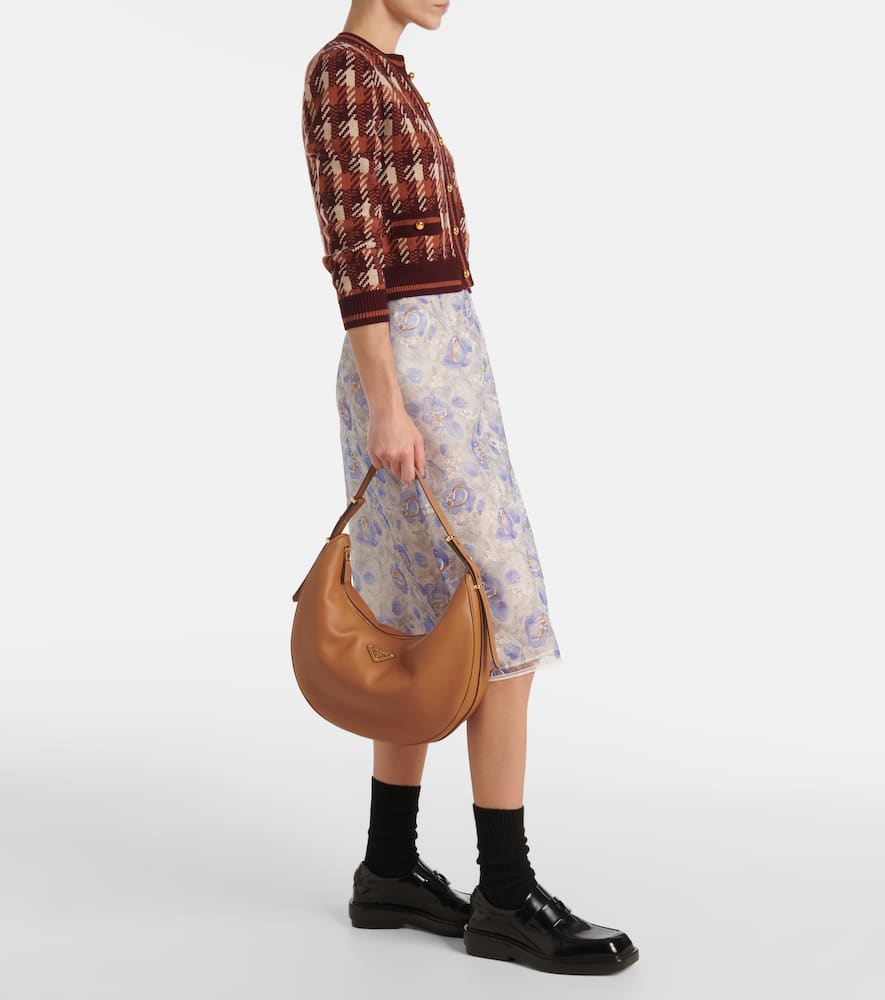 Prada Arque Caramel Large Leather Shoulder Bag Women In Beige