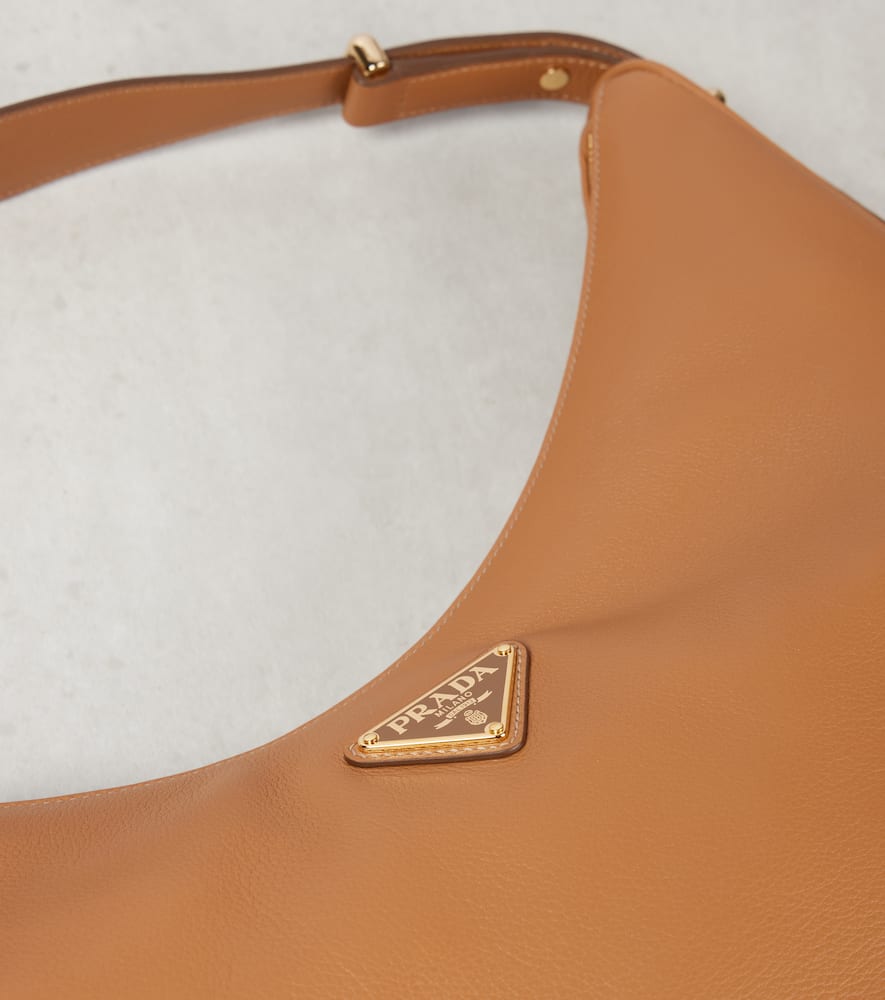 Prada Arque Caramel Large Leather Shoulder Bag Women In Beige