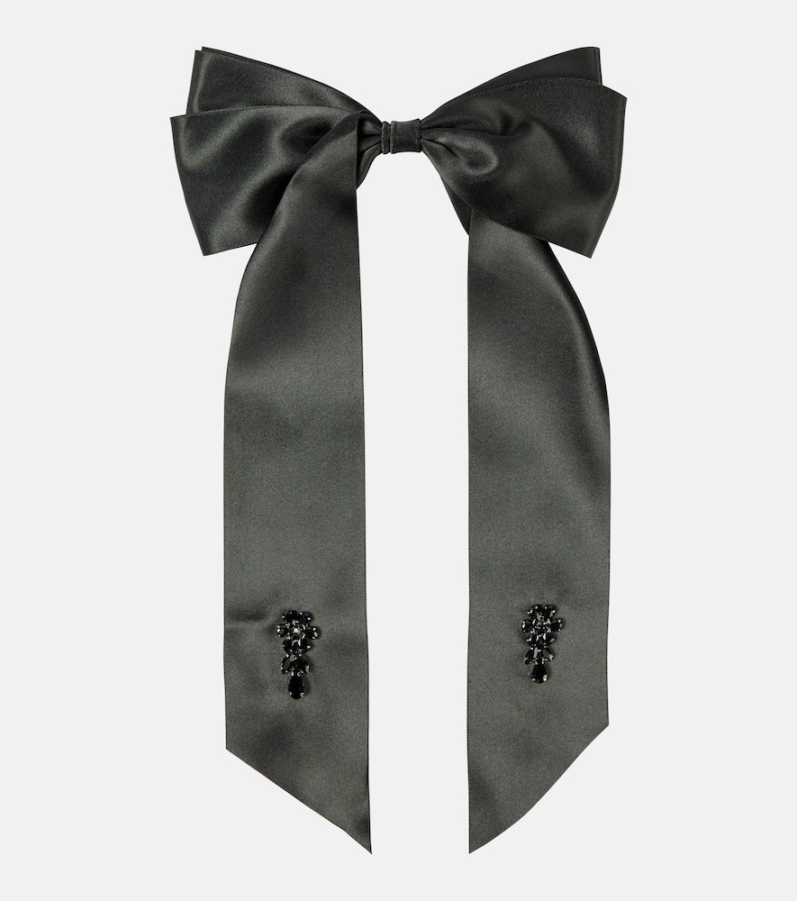 Embellished bow-detail satin barrette
