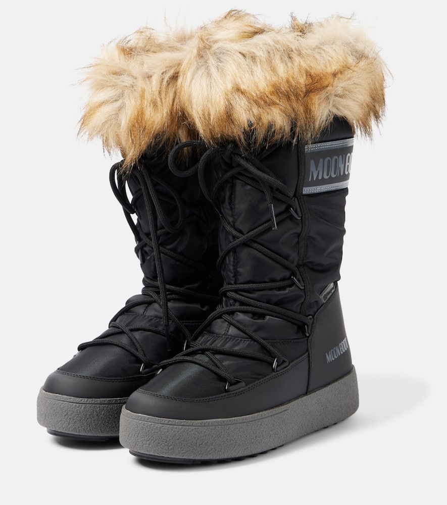 Moon Boot Ltrack Monaco Faux-fur Padded Boots In Black