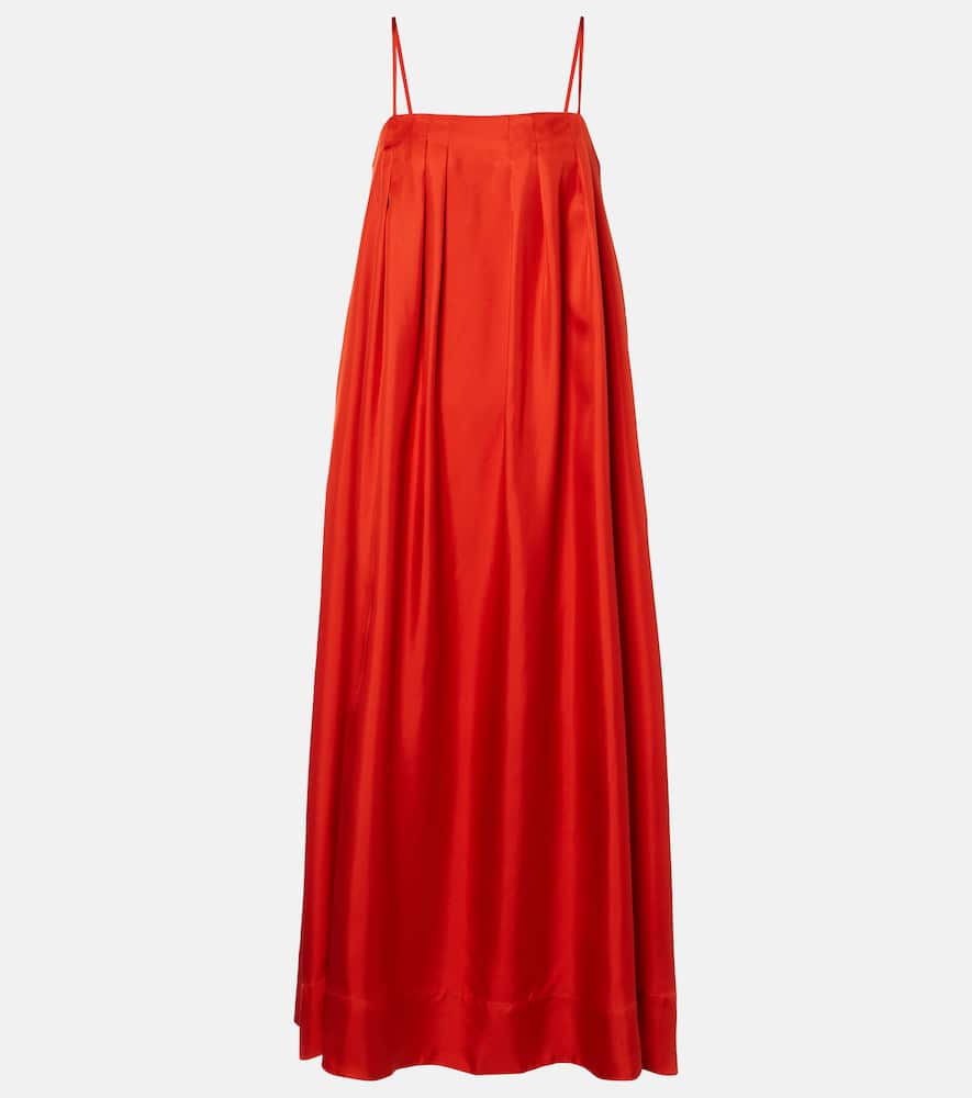 Heather silk twill maxi dress