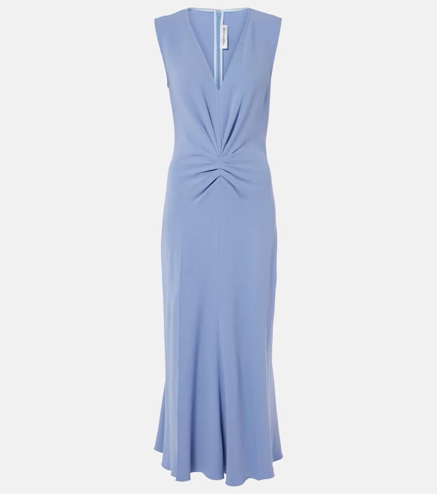 Victoria Beckham Asymmetric Short-sleeve Dress In Blue