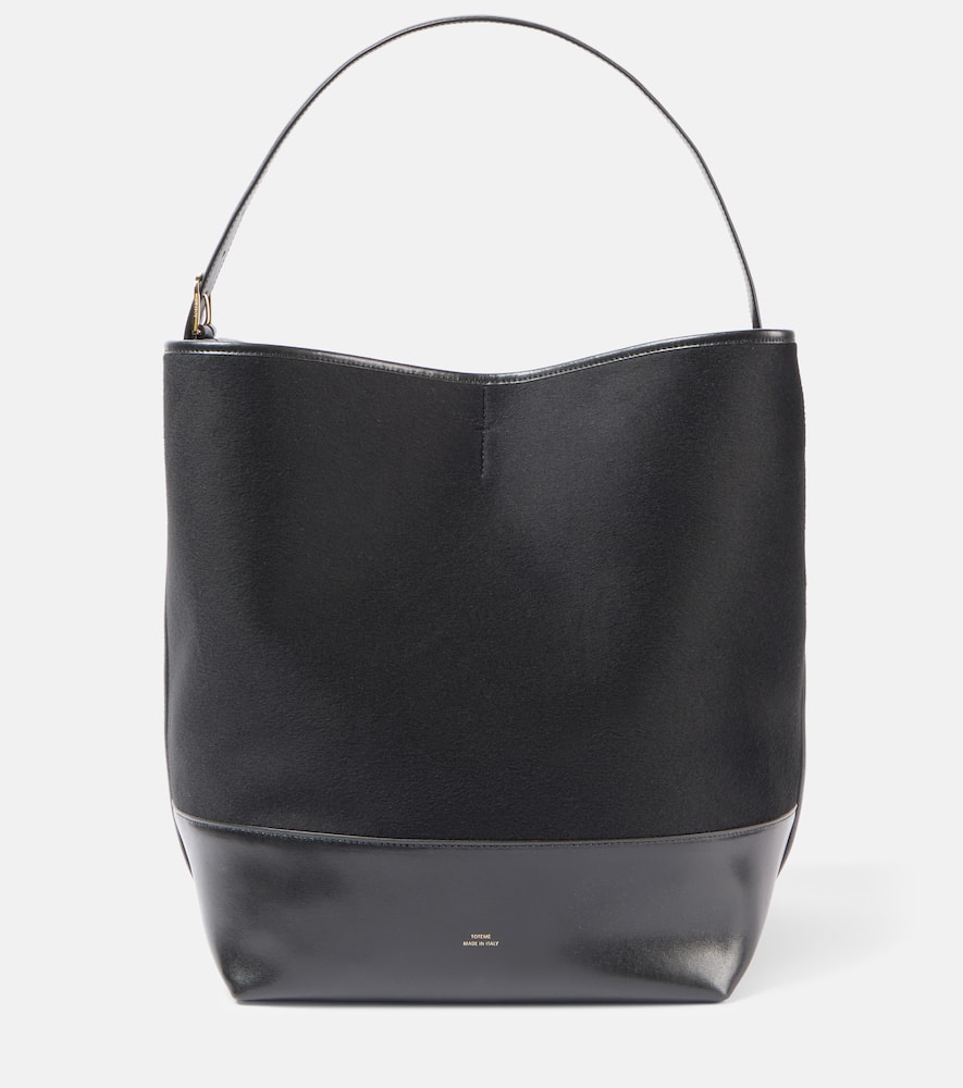 Totême Leather-trimmed Tote Bag In Black