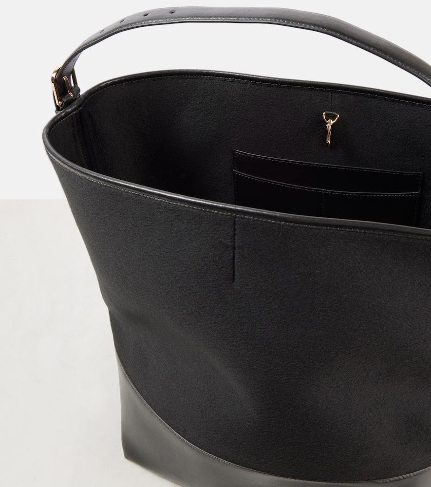 Totême Leather-trimmed Tote Bag In Black
