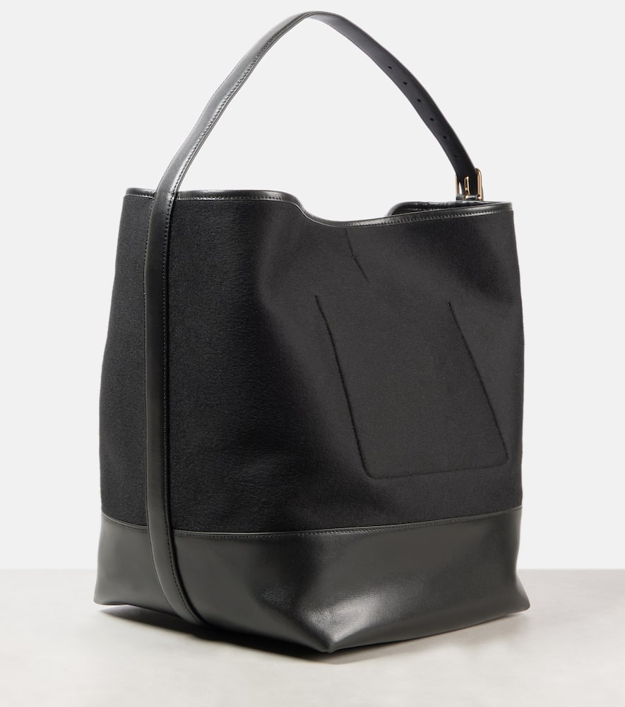 Totême Leather-trimmed Tote Bag In Black